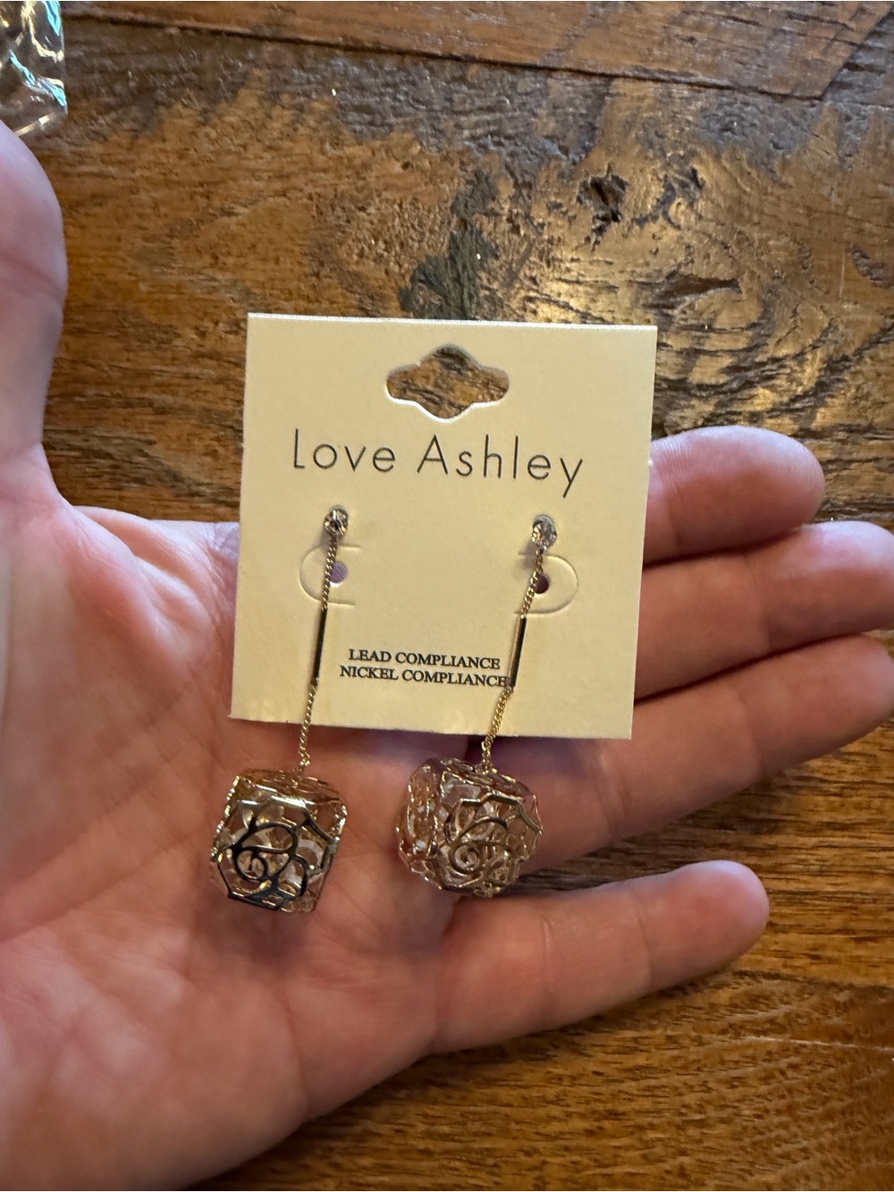 Ashley By 26 International Gold Filigree Cube Drop Earrings